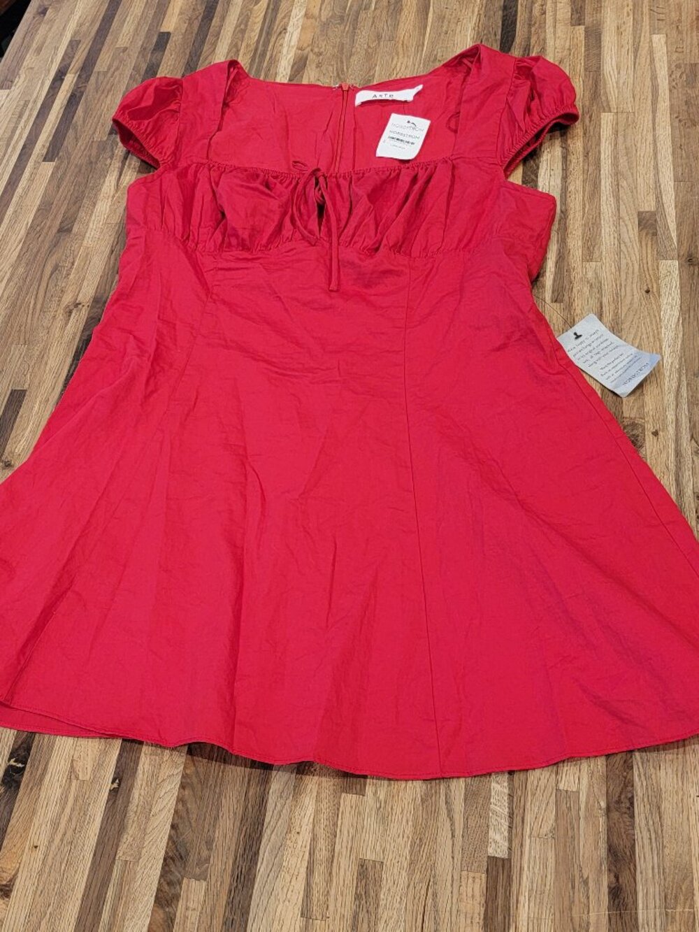 ASTR The Label Red Milkmaid Square Neck Empire Waist Mini Dress - Picture 4 of 14